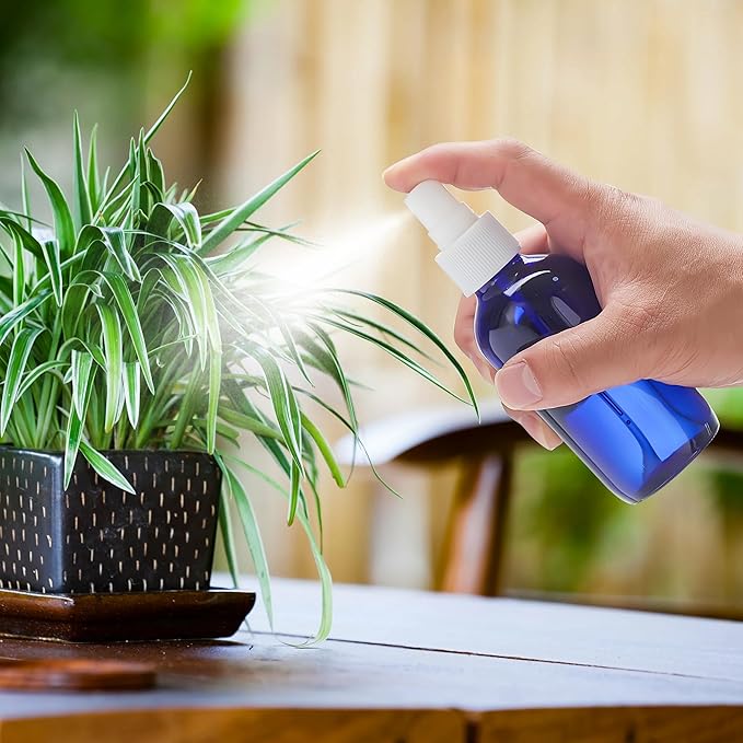 Cobalt Blue Glass Spray Bottles 4 oz, Small Empty Spray Bottles for Essential Oils, Fine Mist for Face, Hair, Plants, Travel, Perfumes, Cleaning Solutions - 4 Pack