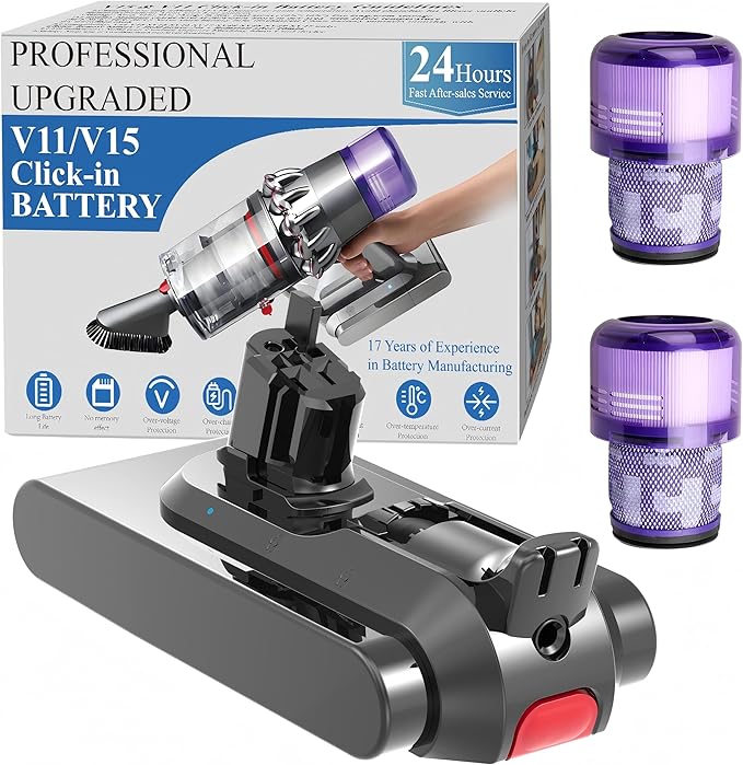 BOTKK Professional 8500mAh V11 Battery Replacement for Dyson V11 Click in Battery SV15 SV16 SV17 SV22 SV28 SV29 SV47 970938-01 970425-01 (Not for Screw-in Models)