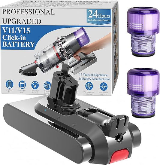 BOTKK Professional 8500mAh V11 Battery Replacement for Dyson V11 Click in Battery SV15 SV16 SV17 SV22 SV28 SV29 SV47 970938-01 970425-01 (Not for Screw-in Models)