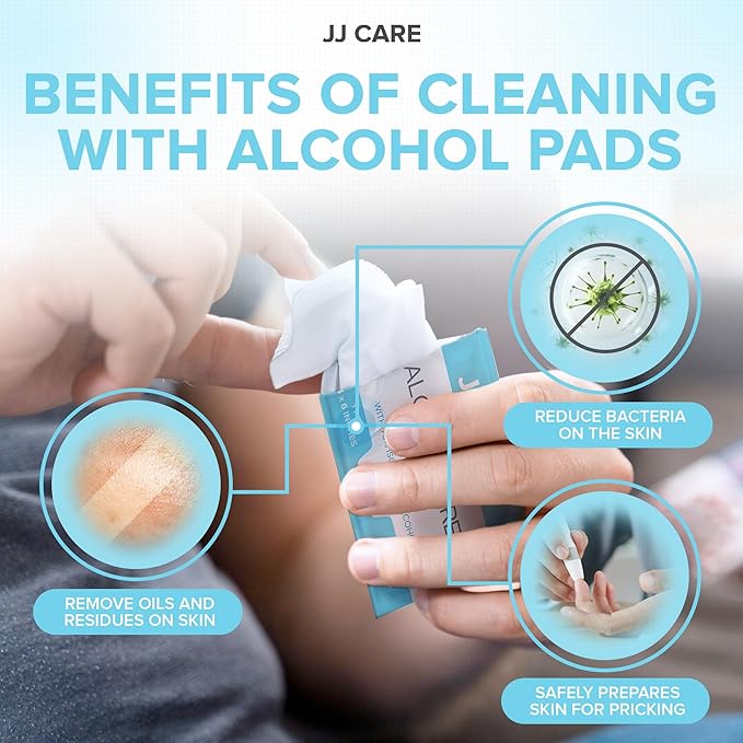JJ CARE Large Alcohol Prep Pads [Pack of 60], 4 x 6" Sterile Alcohol Pads Individually Wrapped, 70% Isopropyl Alcohol Wipes, 2 Ply Alcohol Swabs, Perfect for Medical, First Aid Kit and Home