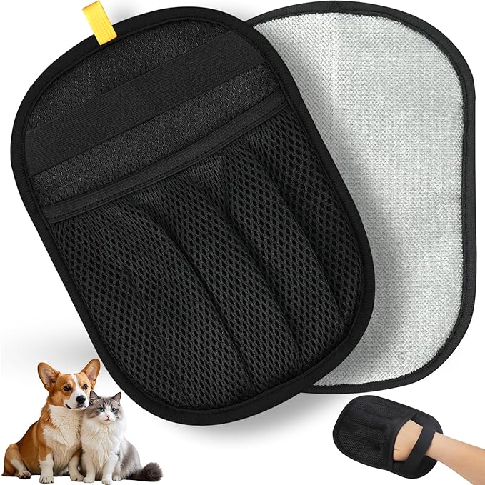Kikazarru Upgraded 5-Finger Pet Hair Removal Glove for Cats & Dogs, Reusable Electrostatic Pet Hair Remover Gloves, Efficient Pet Grooming Gloves Brush Tool for Furniture, Clothing, Carpet & Couch