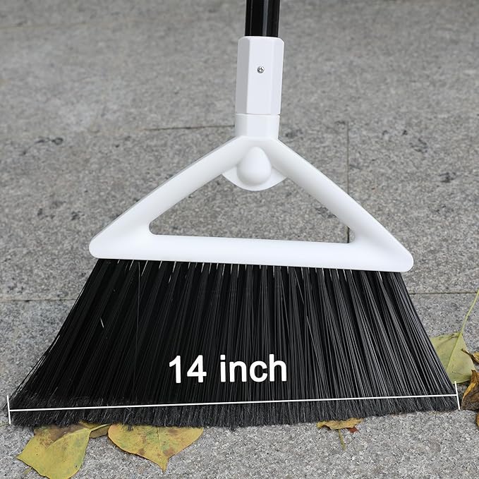 Szjyhqy 3 Pack Outdoor Indoor Broom, Brooms for Sweeeping Indoor, Heavy-Duty Kitchen Broom with Long Pole, Angle Broom White for Garages Restaurant Courtyard Office Slidewalk Lobby Sweep Dust