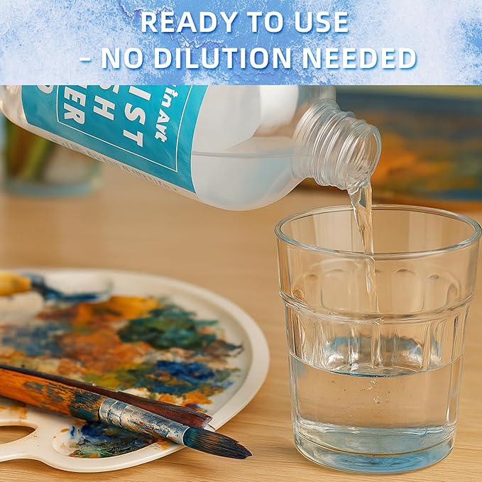 Falling in Art Paintbrush Cleaner, Effective Airbrush Cleaner and Restoration Solution, Professional Oil and Acrylic Paint Remover for Artists, 16.9 Oz Bottle