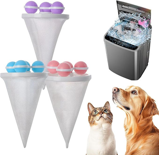 Pet Hair Remover for Laundry, 2026 Upgaded 3pcs Floating Hair Filtering Mesh Removal for Washing Machine, Reusable Dog & Cat Hair Remover Tool for Pet Fur, Hair, Lint, Dander from Laundry (Colorful)