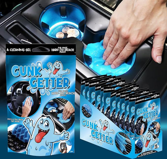 Cleaning Gel for Those Hard to Reach Places, Automotive Cup Holder Electronic Keyboard Office, Slime Gel Cleaner Dust Crumb Removal (Resealable Pouch, Blue, 3oz) 12 Pack