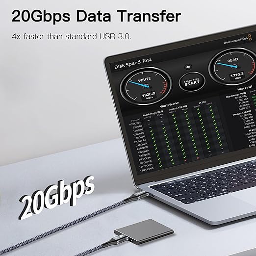 Talmosal 240W for Thunderbolt 4 Cable 15 ft, Support 5K / 4K@60Hz 20Gbps with PD Fast Charging for iPhone 17, Mac mini M4 / M4 Pro, MacBook Pro, Docking, eGPU, SSD, Surface Pro, VR Headset