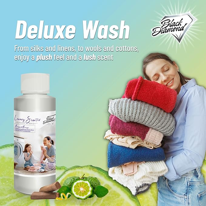 Black Diamond Stoneworks Bergamot Breeze Luxury Scented Laundry Wash, Premium Quality Detergent, Superior Cleaning Performance, Long-Lasting Fragrance, Trial Size.