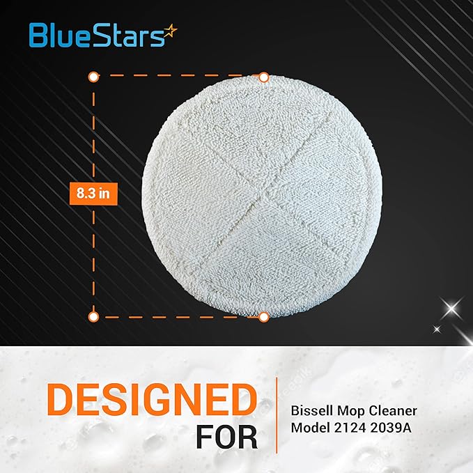 BlueStars 8 Pack Spinwave Mop Pads Replacement Compatible with Bissell Spinwave 2124 2039A 2039 2307 23157 20391 20399 Hard Floor Cleaners - 4 Heavy Scrub, 2 Scrubby, 2 Soft - Washable and Reusable