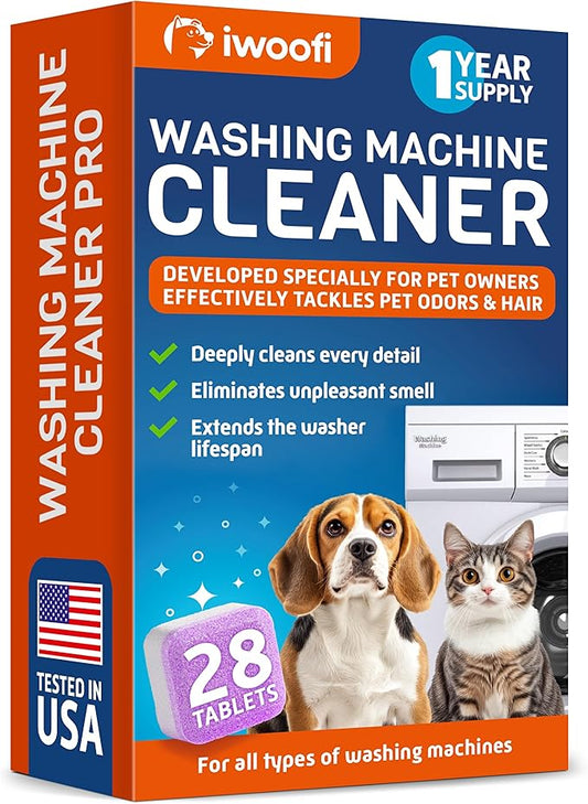 2026 NEW - PRO Washing Machine Cleaner Tablets for Pet Owners – Eliminates Pet Odors, Hair, Residue & Hard Water Buildup - Septic Safe Deep Clean for Front & Top Load Washers - 28 Pack for a 1 Year