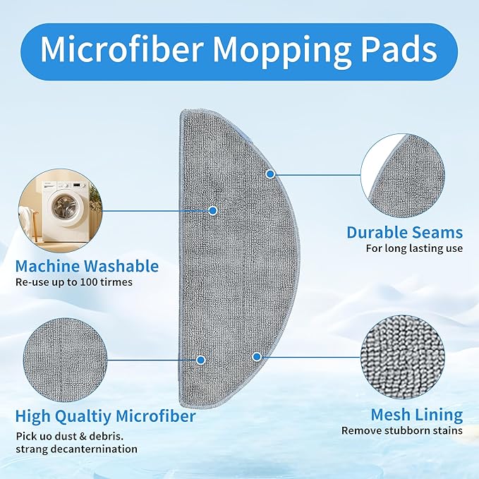 Roller Brush ＆ Side Brushes ＆ Filters & Mopping Pads Replacement Parts Compatible with iRobot Roomba Essential 100 Series 104 105 Vac/Combo Y0110 Y0140 Q011 Q0120 Q0520 Robot Vacuum Accessories