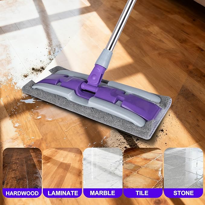 ITTAHO 3-Pack Microfiber Mops Refill Pads for 14 Inch Mop, Hardwood & Hard Floors Microfiber Cleaning Mop Pads, Machine Washes, Size:14.8in X 9in (Gray-Mop Pad Refills)