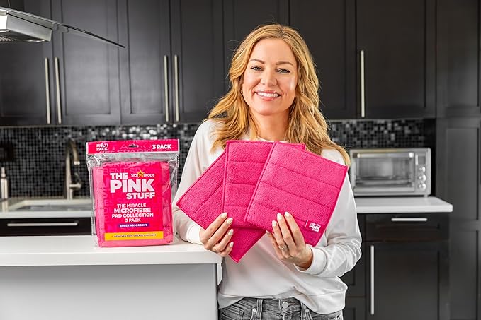 Stardrops The Pink Stuff Miracle Microfibre Pad Collection – Durable, Dual-Sided Scrubbing & Cleaning Pads for Tough Stains and Everyday Messes (9-Pack)