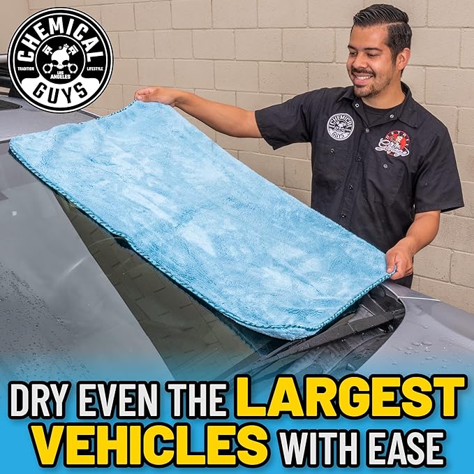 Chemical Guys Woolly Mammoth Large, Super Absorbent and Soft Microfiber Towels for Cars, Blue (36 x 25 inches) 2-Pack