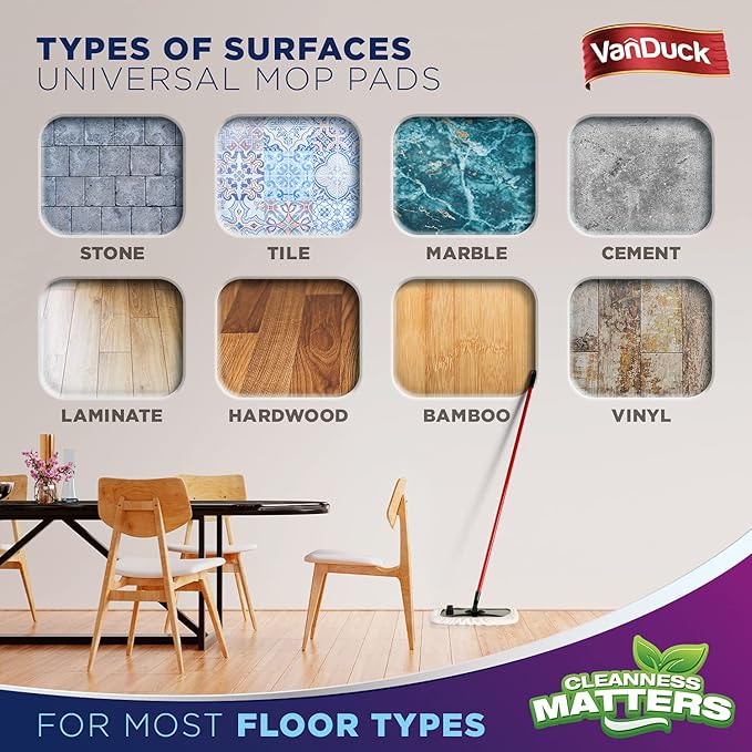 VanDuck 100% Cotton Terry Mop Pad 15x8 inch (24-Pack)