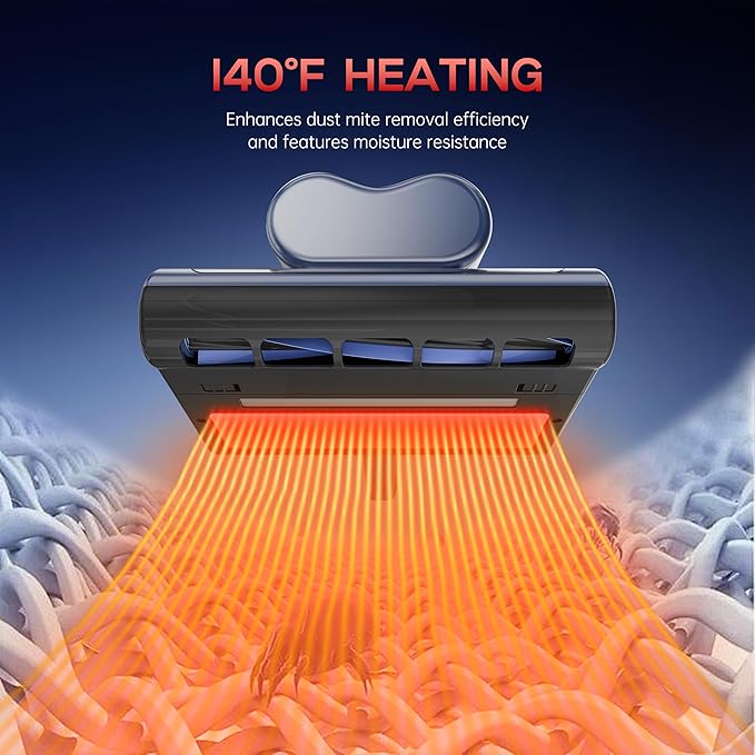 Candy Mattress Vacuum Cleaner, 16Kpa Bed Vacuum Cleaner with UV-C Light, 140°F Heat, 4 Level HEPA Filter & Ultrasonic, Versatile Handheld Vacuums for Bed, Sofa, Couch, Crib(Corded, 650W)