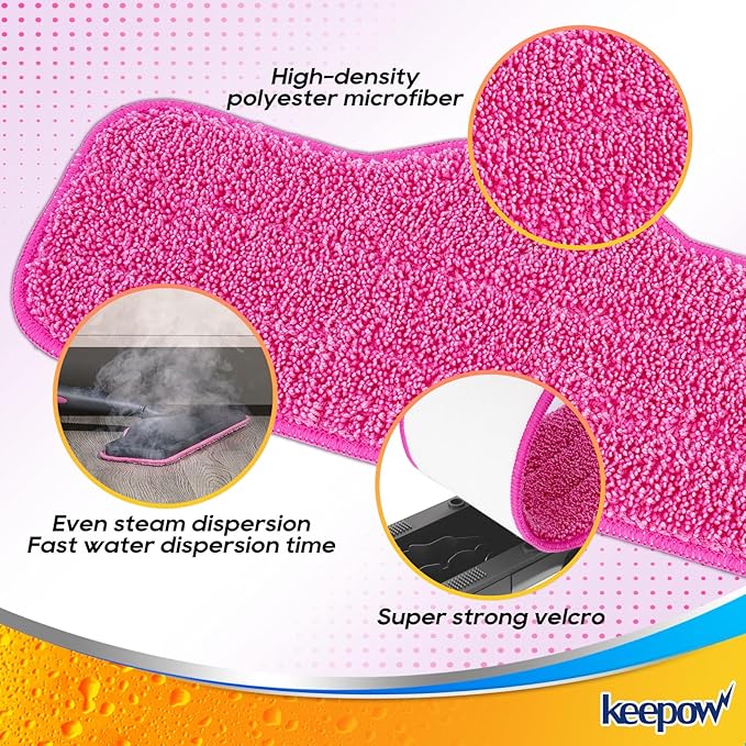 KEEPOW Microfiber Steam Mop Pads Compatible with Schenley Steam Mop 7 in 1, Washable and Reusable Replacement Steam Mop Pads Attachments Fit for Steamer Mop Cleaner SLFCSM064 & SLFCSM063-6 Pack