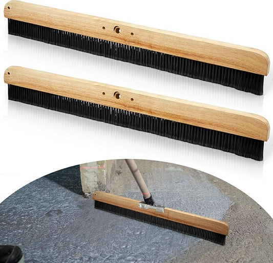 Yiyiring 2 Pack 36 Inch Concrete Broom Finishing Tools Without Handle Wood Backed Brush Push Brooms with Mounting Threads for Concrete Finishes Hard Floors Yards