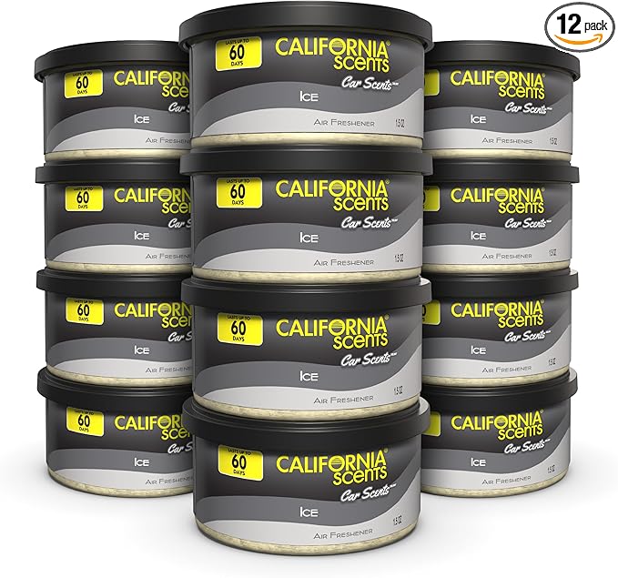 California Scents Car Freshener Can, Odor Neutralizer, Stocking Stuffers, Ice Scent, Pack of 12