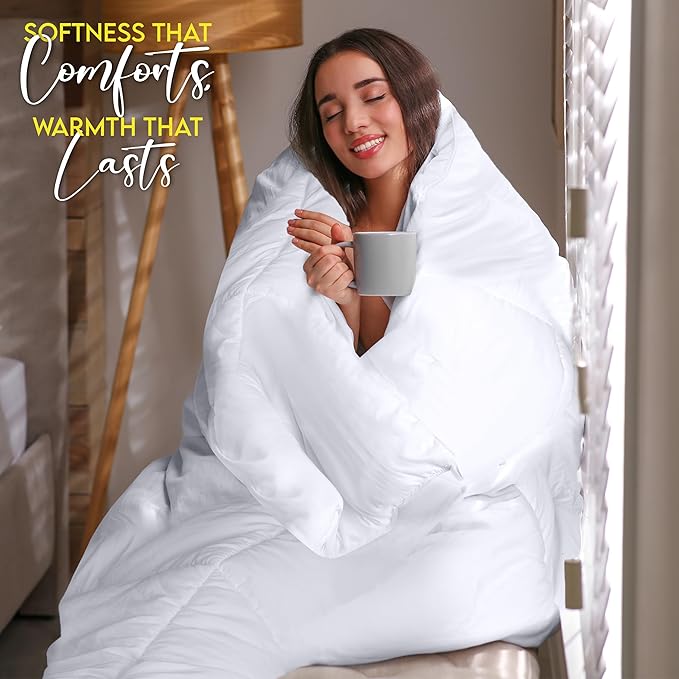 Utopia Bedding Comforter Duvet Insert, Quilted Comforter with Corner Tabs, Box Stitched Down Alternative Comforters California King Size (White)