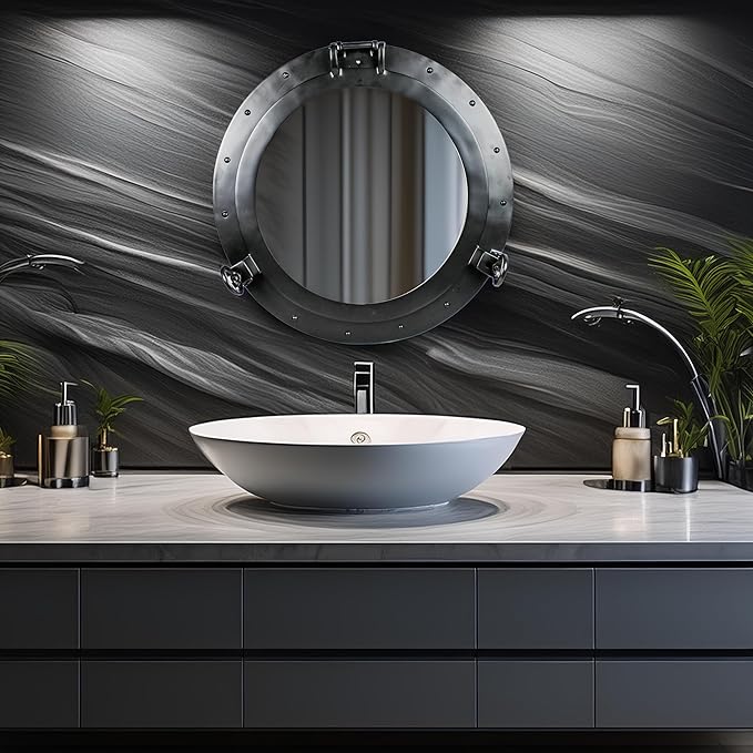 Nagina International Premium Vintage Antique Rustic Polished Aluminium Black Porthole (15 Inches) [B06XQJM626]