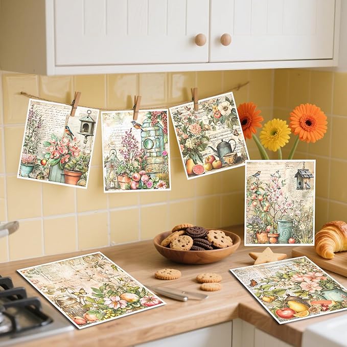 Vintage Floral Swedish Dishcloths for Kitchen - 6PCS Wildflower Swedish Cloths for Washing Dishes Reusable, Retro Flower Washable Kitchen Towels Sponge Cloths for Home Party Housewarming
