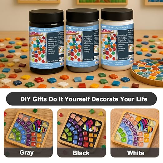 WAN2TLK Mosaic Crystal Grout Kit, Mosaic Tile Accessories, No Water Needed, Fast-Drying, Essential for Handmade Grouting, Mosaic Crystal Sealant for All Tiles & Surfaces