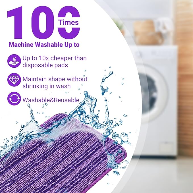 Reusable Mop Pads Compatible with Swiffer WetJet Mop, SealUncle Washable MicrofiberDry Wet Mopping Refill for 10"- 12" Spray Mops,All Purpose Floor Cleaning,6 Pack