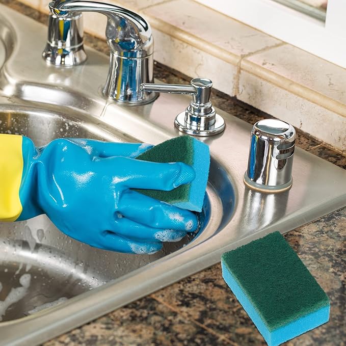 Dish Sponge for Kitchen Multicolor Cleaning Scrub Sponges Dual Sided Scouring Pad Non Scratch Dish Washing Scrubbers Absorbent Dishwashing Sponges for Cleaning Kitchen Dishes Bathroom (100 Pcs)