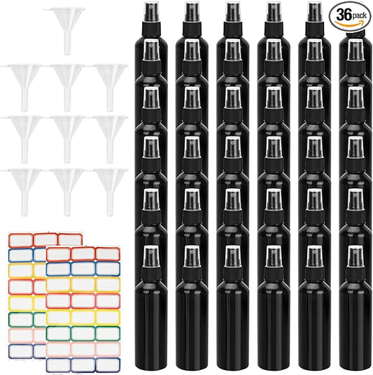 36 Pack Small Spray Bottles 4 oz Black Plastic Spray Bottles Fine Mist Spray Empty Bottle Refillable 4 Ounce Sprayer Bottles Bulk for Travel, Essential Oils, Hair