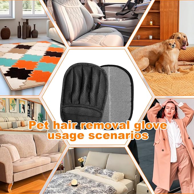 IDAFureverHome 2 Pairs of pet Grooming Gloves, Suitable for Cats and Dogs. Five-Finger Static pet Grooming Gloves. Reusable pet Grooming Tools for Sofas, Clothes, pet beds and Carpets. (S)