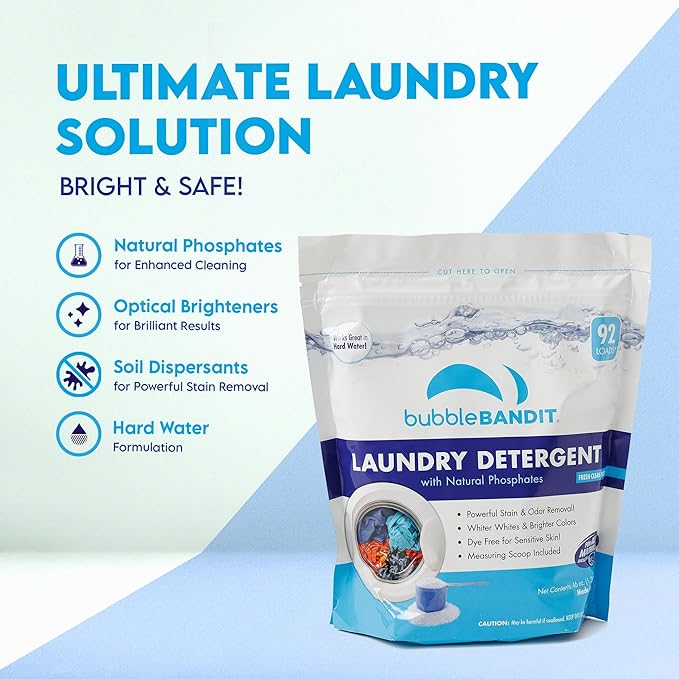 Laundry Detergent Powder with Phosphate - For All Machines, Fresh Clean Scent - Mess-Free - With Scoop - Safe for All Fabrics, Greywater & Septic… (46 Ounce Pack of 1)