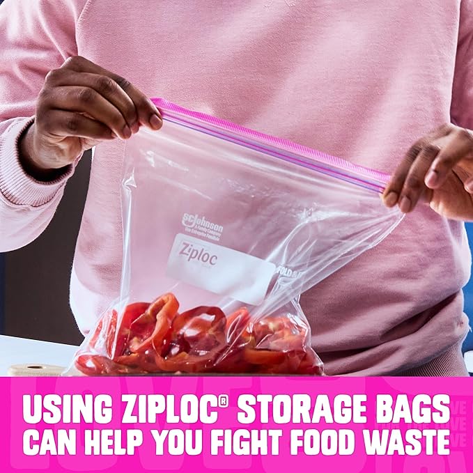 Ziploc Gallon Food Storage Bags, Stay Open Design with Stand-Up Bottom, Easy to Fill, 42 Count