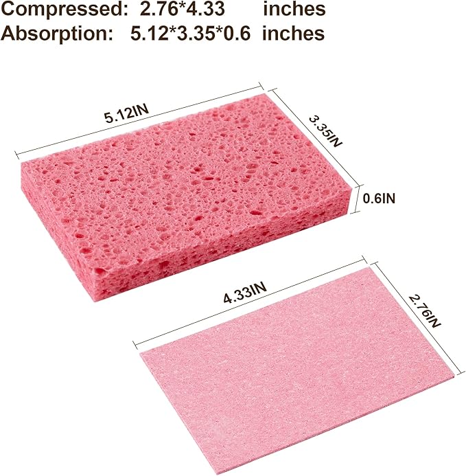 JOYMOOP Dish Sponge Scrubber, Cellulose Sponges Kitchen for Non-Scratch Washing Dishes, Household Cleaning Scrub Natural Sponge, Pack of 12 Colorful Sponges