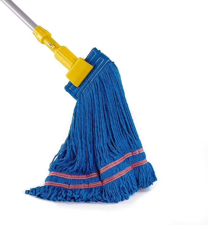 Matthew Cleaning Microfiber String Mop Heavy Duty Commercial Wet Mop Head Replacement,Excellent Absorbency,Premium Launderability,Reusable for Home,Commercial and Industrial Use(Blue,12Pack)