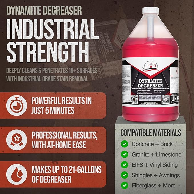 Dynamite Degreaser - Commercial Grade Degreaser for Oil Stain Removal, Concrete Dumpster Pads, Gas Station Cleaning (1)
