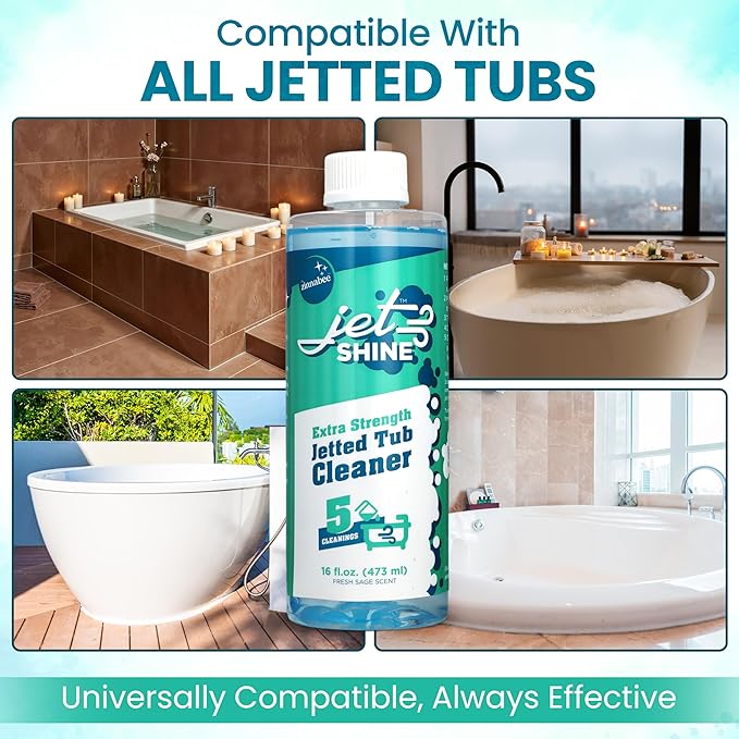 Jetted Tub Cleaner for Jacuzzi, Bathtubs, Whirlpools - 1 Pack, 16oz Sage Scented Jacuzzi Tub Cleaner to Help Clean Dirt and Soap Buildup, 5 Cleanings per Bottle