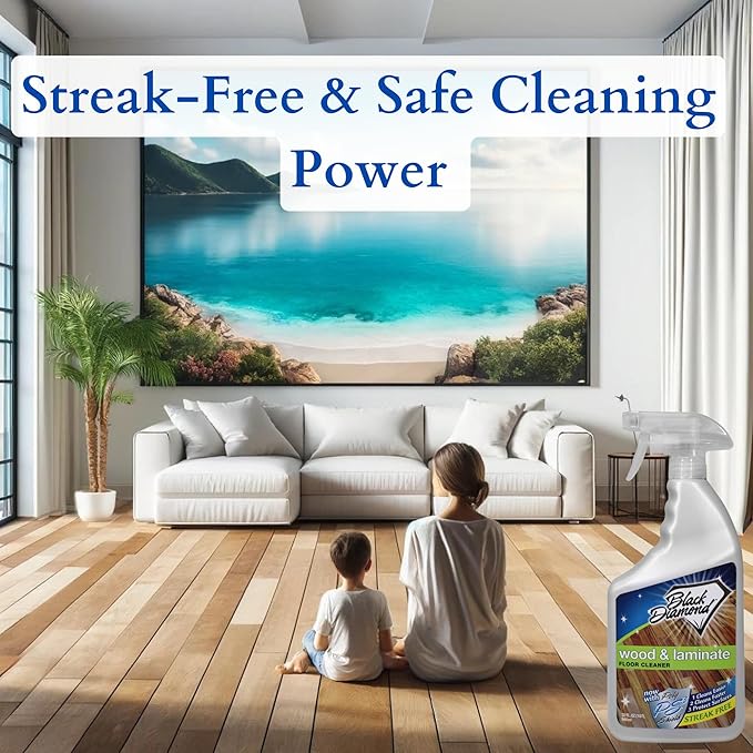 Black Diamond Stoneworks Wood & Laminate Floor Cleaner: For Hardwood, Real, Natural & Engineered Flooring –Biodegradable Safe for Cleaning All Floors (1 quart/1 gallon)