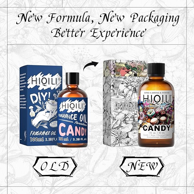 HIQILI Candy Fragrance Oil for Diffusers for Home, Sweet Scent, Perfect for Soap & Candle Making, Long-Lasting - 1 Fl Oz