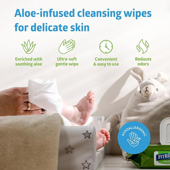 FitRight Aloe Fragrance-Free Quilted Wet Wipes, Soft Pack with Flip Top, 8 x 12 Inches, Pack of 48 Wipes