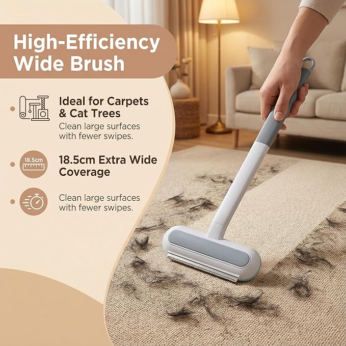 Quppa 2PCS Multi-Functional Pet Hair Removal Tool,Pet Hair Removal Glove & 4-in-1 Reusable Lint Brush Pet Hair Remover,Window Screen Cleaner, Reusable Removal Broom for Furniture