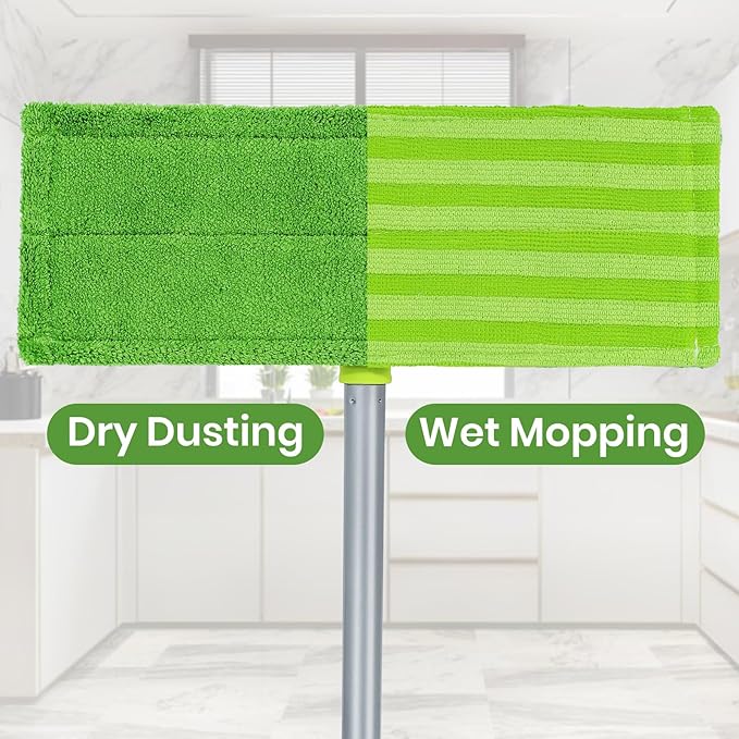 Mops for Floor Cleaning with 2 Different Washable Mop Refill Pads Hardwood Floor Mop with 55” Long Handle Multifunction Dust Mops for Kitchen Tile
