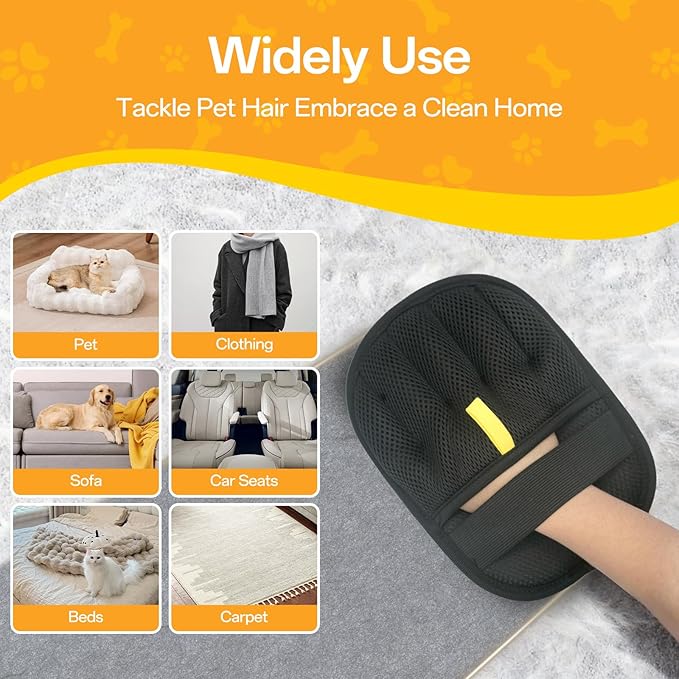 QUJOGA Reusable Pet Hair Removal Glove for Dogs & Cats, Electrostatic Pet Hair Gloves, Pet Hair Remover Tool for Furniture, Carpets, Sofas and Beds(2pcs)