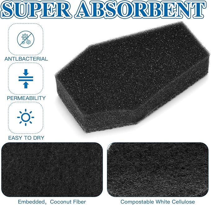 Tioncy 12 Pack Coffin Sponges Kitchen Bulk Dual Sided Scrubber Halloween Sponges Dishwashing Non Scratch Coffin Kitchen Accessories Dish Scouring, Black