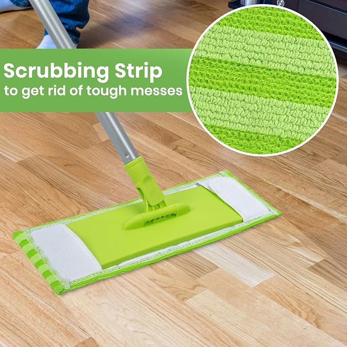 Mops for Floor Cleaning with 2 Different Washable Mop Refill Pads Hardwood Floor Mop with 55” Long Handle Multifunction Dust Mops for Kitchen Tile
