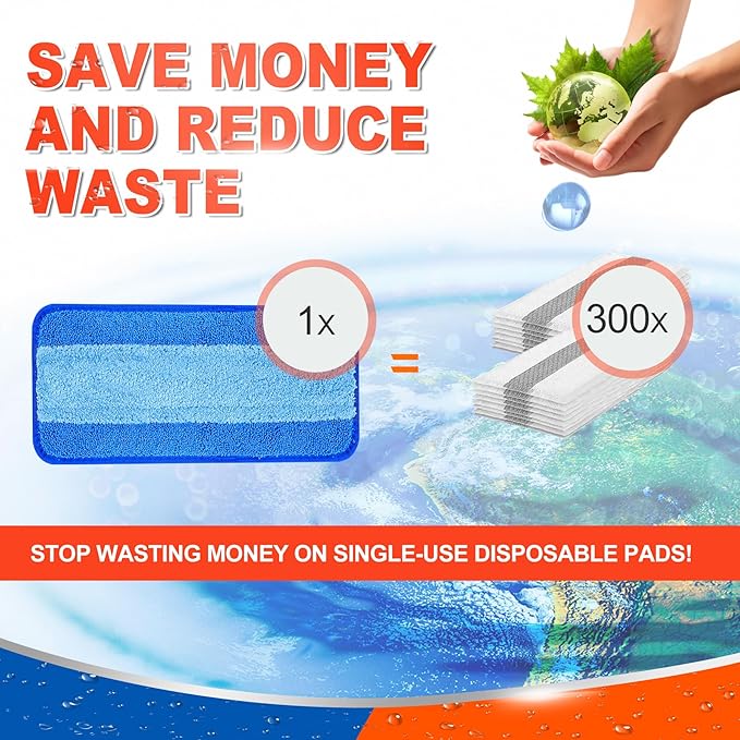 DR DAPPER Reusable Wet Jet Pads Compatible with Swiffer WetJet Mop, 4 Pack Wet Jet Refills, Reusable Wet Pads, Microfiber Mop Pad Refills for Floor Mopping and Cleaning, Wet & Dry Use Refills, Blue