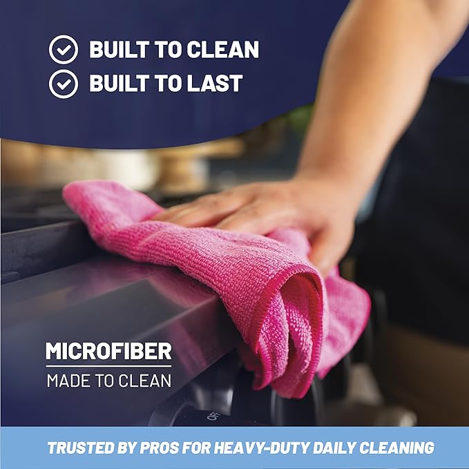 MW Pro Multi-Surface Microfiber Towel – 12 Pack | Premium Cleaning Cloth | Clean, Buff, Dust, Polish, Absorb | Large 16"x16" (Dark Blue)