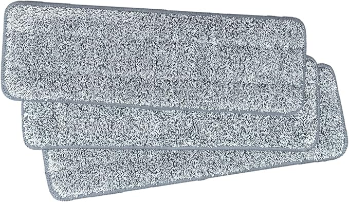 Micro Flat Mop 3-Pack Mop Replacement Head Refills - Microfiber Cleaning Pad - Use Wet or Dry - Reusable and Machine Washable Floor Mop Pads (3-Pack)