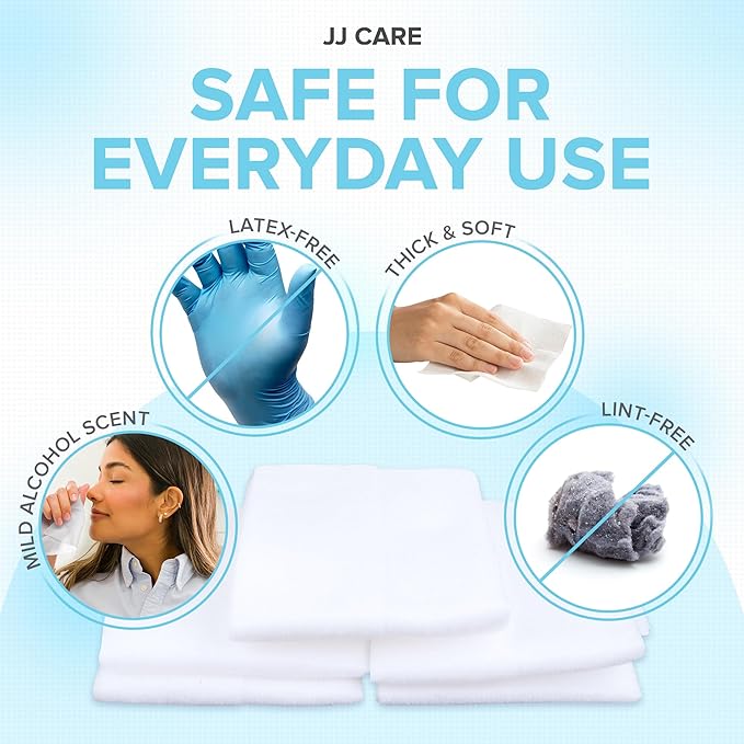 JJ CARE Large Alcohol Prep Pads [Pack of 60], 4 x 6" Sterile Alcohol Pads Individually Wrapped, 70% Isopropyl Alcohol Wipes, 2 Ply Alcohol Swabs, Perfect for Medical, First Aid Kit and Home