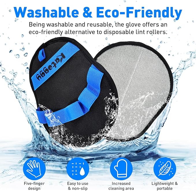 Pet Hair Removal Glove for Dog and Cat, Reusable Pet Hair Remover, Electrostatic Mitt with Ergonomic Five-Finger Design, Effective Hair Removal for Laundry, Furniture, Car Seat and Household Surfaces