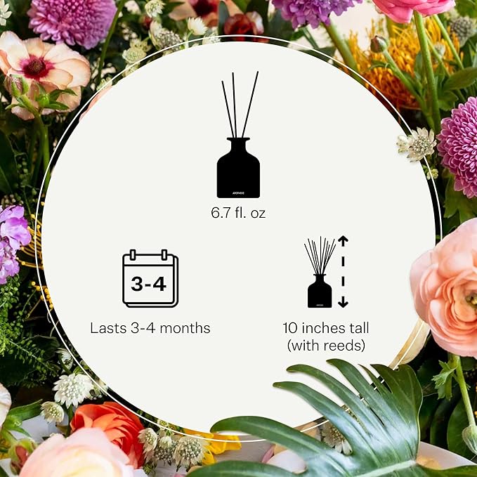 Apotheke Luxury Scented Reed Diffuser for Home, Sea Salt Grapefruit - 6.7 Fl Oz Essential Oil Aromatherapy - 10 Rattan Scent Sticks Room Diffuser - Long-Lasting Fragrance for Bedroom, Home, Bathroom